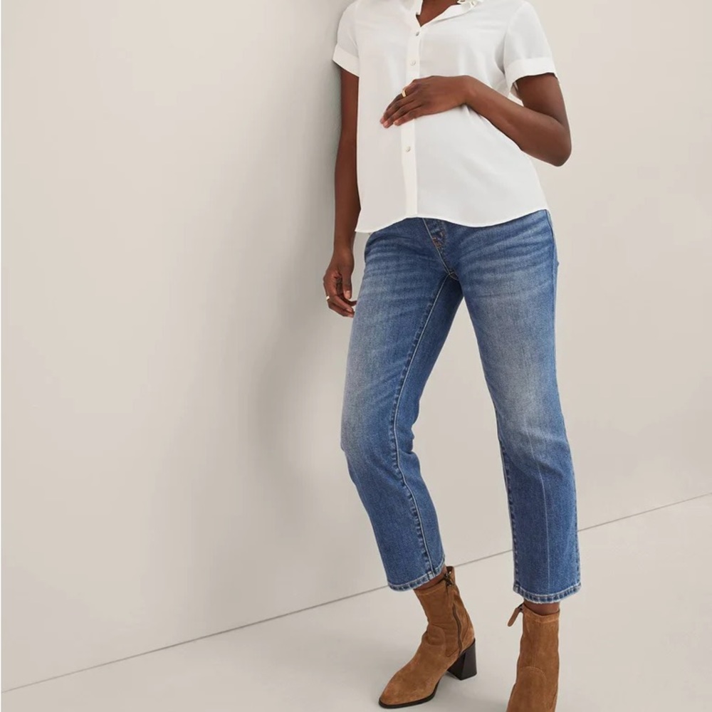 Hatch Over the Bump Straight Cropped Maternity Jeans